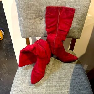 Seven Dials red suede boots.